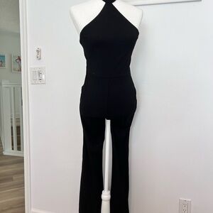 Amanda Uprichard Black Sleeveless Jumpsuit with Wide-Leg Design